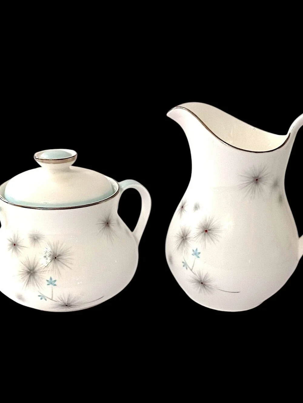 Royal Doulton Thistledown Sugar Bowl Creamer Set H4943 Bone China Vintage Atomic
